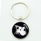TAFREE Drum Kit silhouette key chain DJ turner mixer simple drum set profile pattern keychain drummer jewelry music gifts KC595