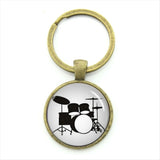 TAFREE Drum Kit silhouette key chain DJ turner mixer simple drum set profile pattern keychain drummer jewelry music gifts KC595
