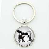 TAFREE Drum Kit silhouette key chain DJ turner mixer simple drum set profile pattern keychain drummer jewelry music gifts KC595