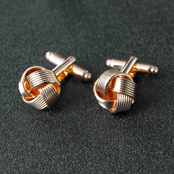 Knot Cufflinks for Men Shirt Cufflinks Silver Gold Color Plated Unique Fashion Business Wedding French Cuff Links