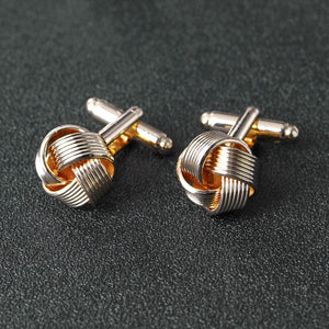 Knot Cufflinks for Men Shirt Cufflinks Silver Gold Color Plated Unique Fashion Business Wedding French Cuff Links