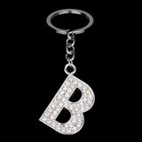 Bespmosp Crystal Alphabet A-Z Silver Rhinestone Letter A B C D E F H J K L M N O P Q Pendant Keyrings KeyChains Keyfob Gifts