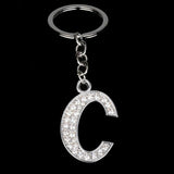 Bespmosp Crystal Alphabet A-Z Silver Rhinestone Letter A B C D E F H J K L M N O P Q Pendant Keyrings KeyChains Keyfob Gifts