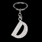 Bespmosp Crystal Alphabet A-Z Silver Rhinestone Letter A B C D E F H J K L M N O P Q Pendant Keyrings KeyChains Keyfob Gifts