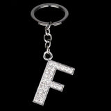 Bespmosp Crystal Alphabet A-Z Silver Rhinestone Letter A B C D E F H J K L M N O P Q Pendant Keyrings KeyChains Keyfob Gifts