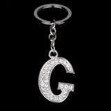 Bespmosp Crystal Alphabet A-Z Silver Rhinestone Letter A B C D E F H J K L M N O P Q Pendant Keyrings KeyChains Keyfob Gifts