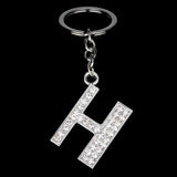 Bespmosp Crystal Alphabet A-Z Silver Rhinestone Letter A B C D E F H J K L M N O P Q Pendant Keyrings KeyChains Keyfob Gifts