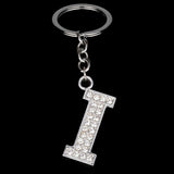 Bespmosp Crystal Alphabet A-Z Silver Rhinestone Letter A B C D E F H J K L M N O P Q Pendant Keyrings KeyChains Keyfob Gifts