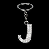 Bespmosp Crystal Alphabet A-Z Silver Rhinestone Letter A B C D E F H J K L M N O P Q Pendant Keyrings KeyChains Keyfob Gifts