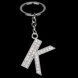 Bespmosp Crystal Alphabet A-Z Silver Rhinestone Letter A B C D E F H J K L M N O P Q Pendant Keyrings KeyChains Keyfob Gifts