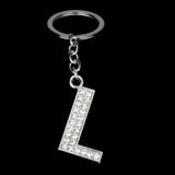 Bespmosp Crystal Alphabet A-Z Silver Rhinestone Letter A B C D E F H J K L M N O P Q Pendant Keyrings KeyChains Keyfob Gifts