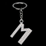 Bespmosp Crystal Alphabet A-Z Silver Rhinestone Letter A B C D E F H J K L M N O P Q Pendant Keyrings KeyChains Keyfob Gifts