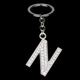 Bespmosp Crystal Alphabet A-Z Silver Rhinestone Letter A B C D E F H J K L M N O P Q Pendant Keyrings KeyChains Keyfob Gifts