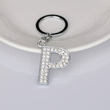 Bespmosp Crystal Alphabet A-Z Silver Rhinestone Letter A B C D E F H J K L M N O P Q Pendant Keyrings KeyChains Keyfob Gifts