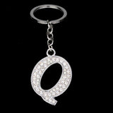 Bespmosp Crystal Alphabet A-Z Silver Rhinestone Letter A B C D E F H J K L M N O P Q Pendant Keyrings KeyChains Keyfob Gifts