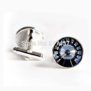 J-20 wholesale Glass Cufflinks Speedometer Cufflinks Retro Vintage Car Speedtest cuff link sliver black round cufflinks