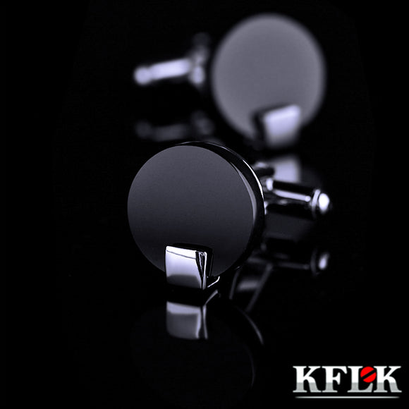 KFLK Jewelry shirt cufflink for mens Brand Black Cuff link Wholesale Button High Quality Round Luxury Wedding Male Free Shipping