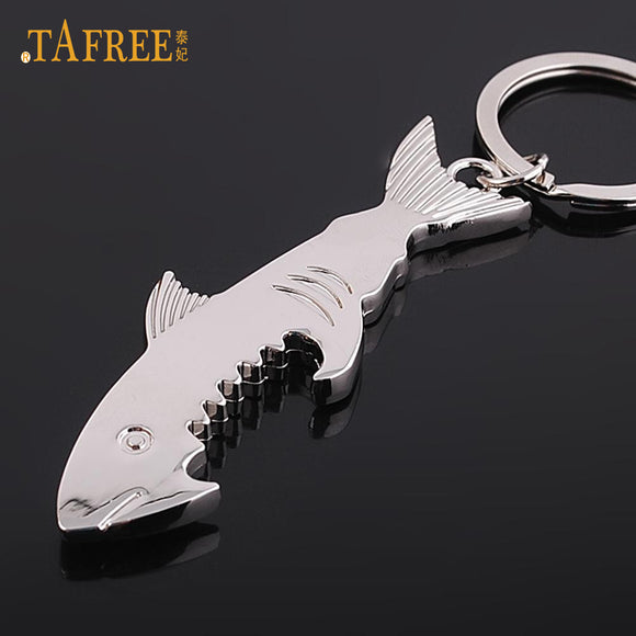 TAFREE shark bottle opener keychain zinc alloy multifunction fish corkscrew key chain jewelry gift key cover factory promotion