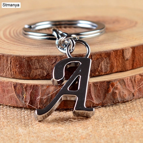 NEW DIY A-Z Letters key Chain For Men Silver Metal Keychain Women Car Key Ring Simple Letter Name Key Holder Party Gift Jewelry