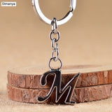 NEW DIY A-Z Letters key Chain For Men Silver Metal Keychain Women Car Key Ring Simple Letter Name Key Holder Party Gift Jewelry