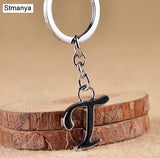 NEW DIY A-Z Letters key Chain For Men Silver Metal Keychain Women Car Key Ring Simple Letter Name Key Holder Party Gift Jewelry