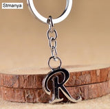 NEW DIY A-Z Letters key Chain For Men Silver Metal Keychain Women Car Key Ring Simple Letter Name Key Holder Party Gift Jewelry