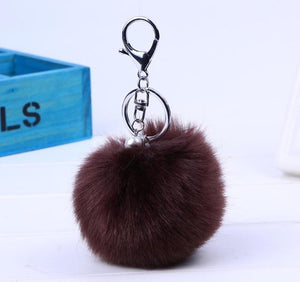 New Women Fur Key chain Car Keychain Pom Pom 8cm  pompom  13 Colors with pearl Bag charm Cute Car Key Ring Jewelry #16002