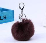 New Women Fur Key chain Car Keychain Pom Pom 8cm  pompom  13 Colors with pearl Bag charm Cute Car Key Ring Jewelry #16002