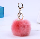 New Women Fur Key chain Car Keychain Pom Pom 8cm  pompom  13 Colors with pearl Bag charm Cute Car Key Ring Jewelry #16002