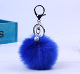 New Women Fur Key chain Car Keychain Pom Pom 8cm  pompom  13 Colors with pearl Bag charm Cute Car Key Ring Jewelry #16002