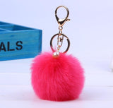 New Women Fur Key chain Car Keychain Pom Pom 8cm  pompom  13 Colors with pearl Bag charm Cute Car Key Ring Jewelry #16002