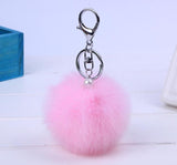 New Women Fur Key chain Car Keychain Pom Pom 8cm  pompom  13 Colors with pearl Bag charm Cute Car Key Ring Jewelry #16002
