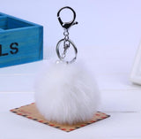 New Women Fur Key chain Car Keychain Pom Pom 8cm  pompom  13 Colors with pearl Bag charm Cute Car Key Ring Jewelry #16002