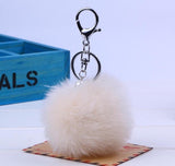 New Women Fur Key chain Car Keychain Pom Pom 8cm  pompom  13 Colors with pearl Bag charm Cute Car Key Ring Jewelry #16002