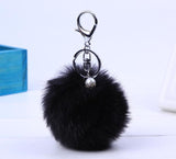 New Women Fur Key chain Car Keychain Pom Pom 8cm  pompom  13 Colors with pearl Bag charm Cute Car Key Ring Jewelry #16002