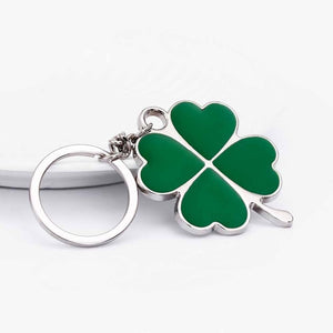 KISSWIFE Stainless High Quality Green Leaf Keychain Fashion Creative Beautiful Four Leaf Clover Steel Lucky Key Chain Jewelry