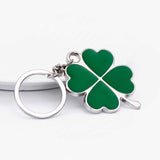 KISSWIFE Stainless High Quality Green Leaf Keychain Fashion Creative Beautiful Four Leaf Clover Steel Lucky Key Chain Jewelry