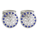 Luxury Shirt Fashion Cufflink for mens Brand Blue Crystal Opal Cuff links Button High Quality Luxury for Wedding Groom