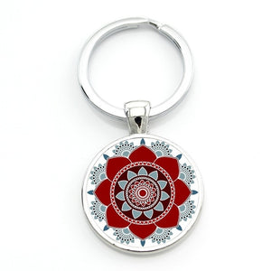 TAFREE 2017 new mandala flower of life keychain classic budddhist  sacred geometry women key chain holder for car bag CT323