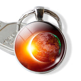 Solar Eclipse Galaxy Planet Keychain Space Pendant Fashion Key Chain Eclipse Earth Solar Eclipse Outer Sun Glass  Jewelry Gift