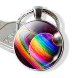Solar Eclipse Galaxy Planet Keychain Space Pendant Fashion Key Chain Eclipse Earth Solar Eclipse Outer Sun Glass  Jewelry Gift
