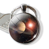 Solar Eclipse Galaxy Planet Keychain Space Pendant Fashion Key Chain Eclipse Earth Solar Eclipse Outer Sun Glass  Jewelry Gift