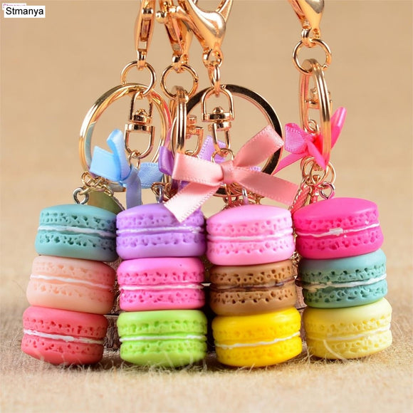 Women Cake Key chain fashion nice cute French pastries Keychain bag charm car Key Ring wedding Party gift Jewelry 17278