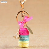 Women Cake Key chain fashion nice cute French pastries Keychain bag charm car Key Ring wedding Party gift Jewelry 17278