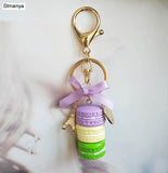 Women Cake Key chain fashion nice cute French pastries Keychain bag charm car Key Ring wedding Party gift Jewelry 17278