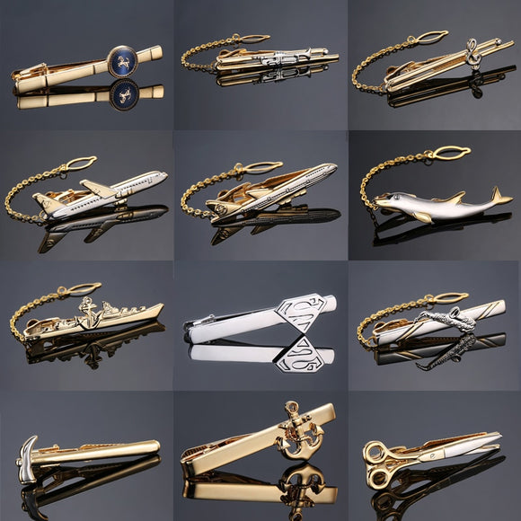 fashion Metal Men Tie Clip Gentlemen Classy Necktie Tie Bar Clasp Clip Pin Dolphin Hammer aircraft Ship Wedding Tie Men Jewelry