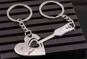 New Trendy Hot Sale 1 Pair Silver Key Chain Alloy Arrow Bow Love Keyrings Key Chains Lovers Ring Couples keychain for Gift 17343