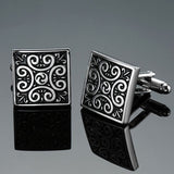 environment-friendly carbon fiber Mahogany cufflinks Square Laser lattice carving pattern men's French shirt cufflinks