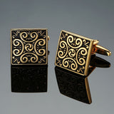 environment-friendly carbon fiber Mahogany cufflinks Square Laser lattice carving pattern men's French shirt cufflinks