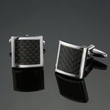 environment-friendly carbon fiber Mahogany cufflinks Square Laser lattice carving pattern men's French shirt cufflinks